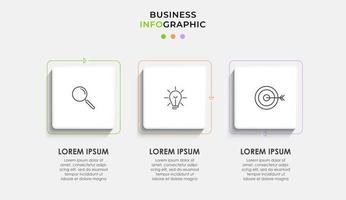 plantilla de negocio de diseño infográfico vectorial con iconos y 3 opciones o pasos. se puede utilizar para diagramas de proceso, presentaciones, diseño de flujo de trabajo, pancarta, diagrama de flujo, gráfico de información vector