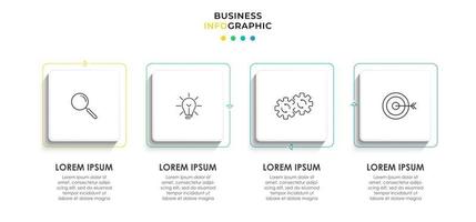 plantilla de negocio de diseño infográfico vectorial con iconos y 4 opciones o pasos. se puede utilizar para diagramas de proceso, presentaciones, diseño de flujo de trabajo, pancarta, diagrama de flujo, gráfico de información vector