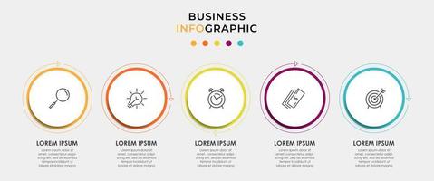 Vector Infographic circle label design business template with icons and 5 options or steps