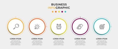 Vector Infographic circle label design business template with icons and 5 options or steps