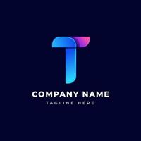 Abstract Initial Letter T Logo, awesome gradient style isolated on black Background vector