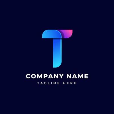 Abstract Initial Letter T Logo, awesome gradient style isolated on black Background
