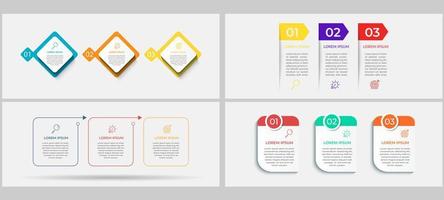 Business Infographics set bundle with 3 options or steps vector