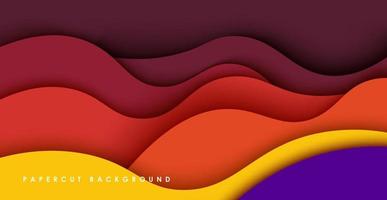 Multi layers colorful wavy texture 3D papercut layers in gradient vector banner. Abstract paper cut art background design for website template. Topography map concept or smooth origami paper cut