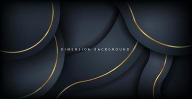 dark abstract papercut circle dimension layers with golden line background.eps10 vector