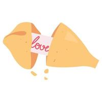 Chinese Fortune Cookies with paper template on a white background. Open cookie with prediction. vector