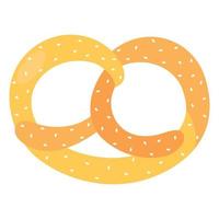 Baked pretzel with sesame seed isolated on white background. Oktoberfest concept. vector