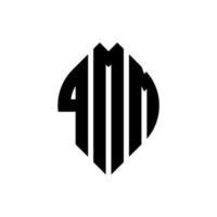 diseño de logotipo de letra de círculo qmm con forma de círculo y elipse. qmm elipse letras con estilo tipográfico. las tres iniciales forman un logo circular. vector de marca de letra de monograma abstracto del emblema del círculo qmm.