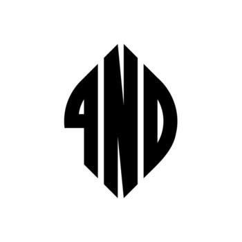 QND circle letter logo design with circle and ellipse shape. QND ellipse letters with typographic style. The three initials form a circle logo. QND Circle Emblem Abstract Monogram Letter Mark Vector. vector