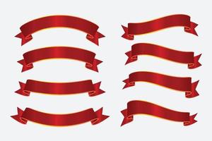Red ribbon banner design set