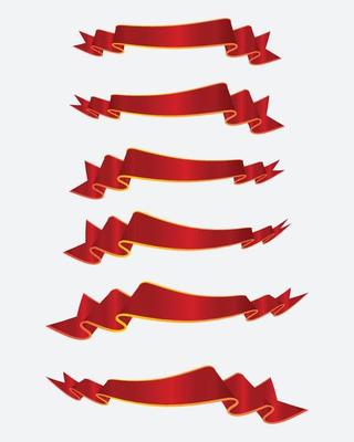 Vector red ribbon banner set