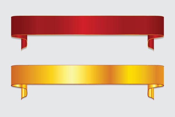 Elegant Red And Golden Ribbon Banner Design