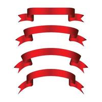 Modern Red Ribbon Set Vector Design.