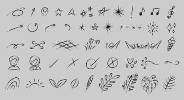 miscellaneous symbol and icon hand drawn chalk style vector