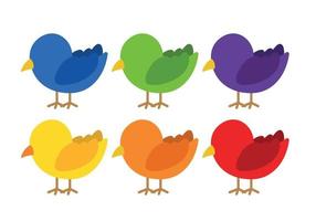 Simple Cartoon Bird Set Colors Icon Clipart vector