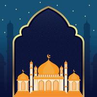 Square Islamic Background Template For Social Media Post with Animation Mosque Vector