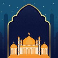 Square Islamic Background Template For Social Media Post with Animation Mosque Vector