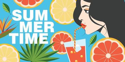 It's summer time. Colorful vector banner.