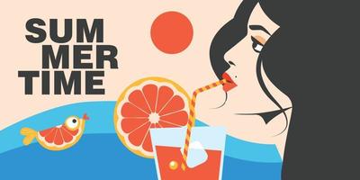 It's summer time. Colorful vector banner.