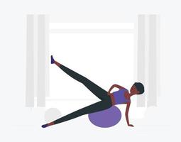 fitness woman doing exercise with ball vector