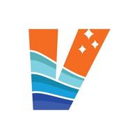 Wave Alphabet V Logo vector