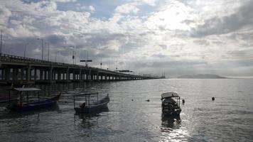 Sunray over architecture Penang Bridge video