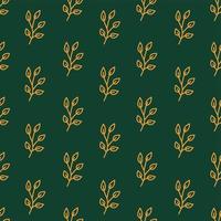 Seamless elegant pattern with leaves. Vector hand drawn botanical textile print. Background with golden branches with leaves. Autumn decorative minimalistic pattern