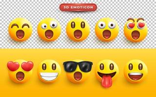 conjunto de varios iconos de cara emoji 3d vector