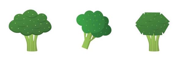 conjunto de brócoli vegetal fresco granja alimentos saludables. vector de icono plano de brócoli, ilustración de logotipo colorido aislado en blanco