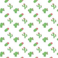 Green cactus in flat style and seamless pattern with light background suit for printable and decorative. Vector template.