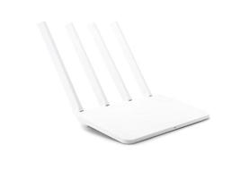 Modern wireless internet router isolated on white background with clipping path. photo