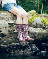 legs with colorful rubber boots photo