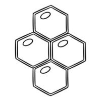 Monochrome picture, Four honeycombs with honey, vector illustration in cartoon style on a white background