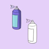 A set of pictures, hairspray, cleansing spray, spray paint, vector illustration in cartoon style on a colored background