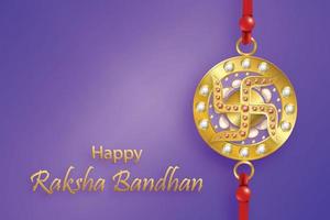 Happy Raksha Bandhan, the Indian festival, with rakhi elements and crystal on color background vector