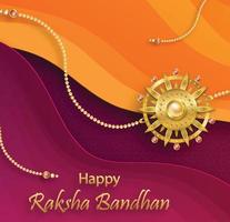 feliz raksha bandhan, el festival indio, con elementos rakhi y cristal sobre fondo de color vector