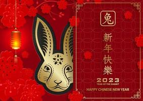 Happy Chinese New Year 2023 Rabbit Zodiac sign for the year of the Rabbit vector