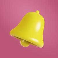 Realistic 3d bell vector with yellow color and blank background, vector shape rendering for notification display