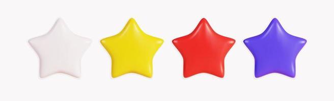 Realistic colorful 3d star vector icon set