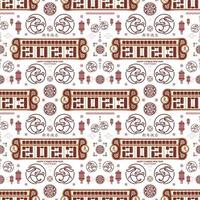 Seamless pattern with Asian elements for happy Chinese new year of the Rabbit 2023 vector