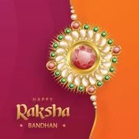 feliz raksha bandhan, el festival indio, con elementos rakhi y cristal sobre fondo de color vector