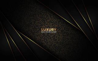 Abstract luxury dark background with golden lines and circular glowing golden dots combinations. Overlap modern background.
