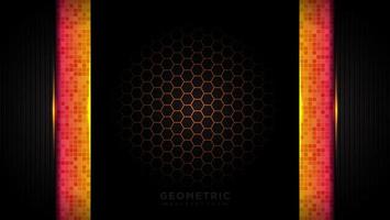 Modern abstract tech orange background. Futuristic technology background design. Abstract geometric orange background. with hexagon honeycomb red-light. vector