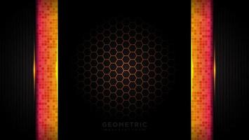 Modern abstract tech orange background. Futuristic technology background design. Abstract geometric orange background. with hexagon honeycomb red-light. vector