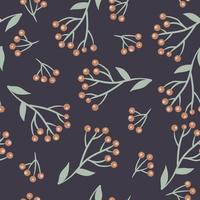 Seamless pattern with berries on a dark background. Vector graphics.