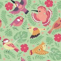 Seamless pattern with cute birds. vector