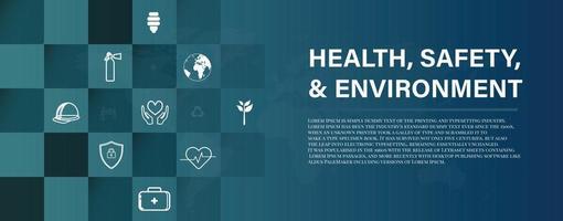 Health Safety and Environment Icon Set and Web Header Banner. Vector illustrator