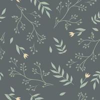 Seamless pattern with leaves and flowers. Vector graphics.