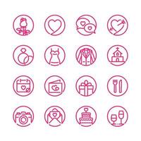 Wedding and Love icons with White Background vector
