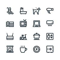 Hotel and Hotel Amenities Services icons with White Background vector